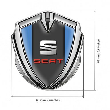 Seat Fender Emblem Badge Silver Blue Center Pilon Red Logo