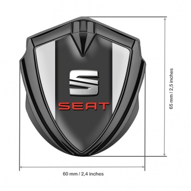 Seat Fender Metal Domed Emblem Graphite Grey Dark Pilon Red Stamp