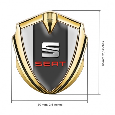 Seat Fender Metal Domed Emblem Gold Grey Dark Pilon Red Stamp