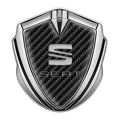 Seat Trunk Emblem Badge Silver Dark Carbon Gradual Noise Logo