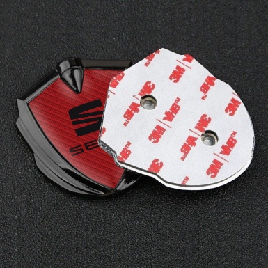 Seat Self Adhesive Bodyside Badge Graphite Red Carbon Black Emblem