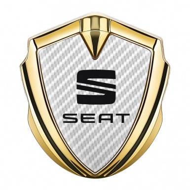 Seat Metal Emblem Self Adhesive Gold White Carbon Classic Logo
