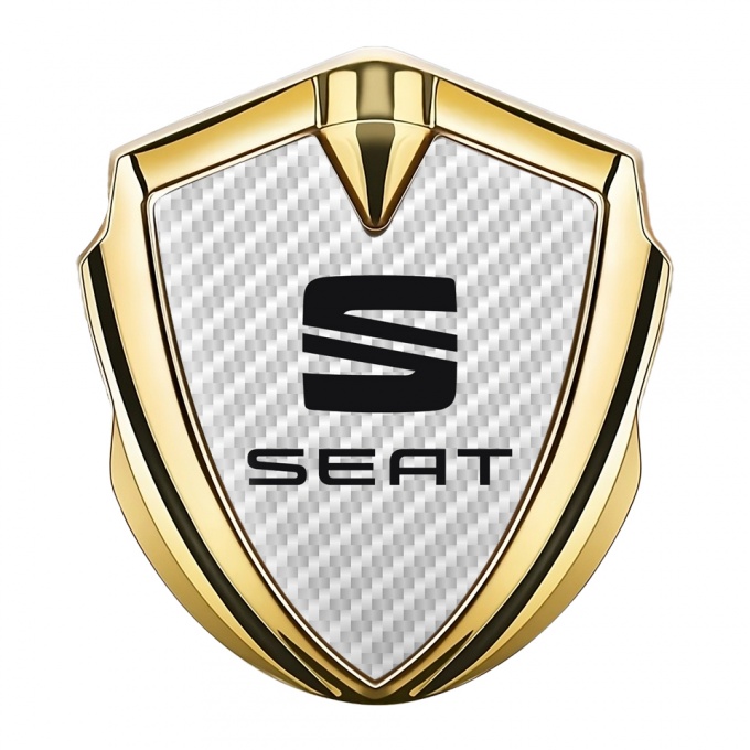 Seat Metal Emblem Self Adhesive Gold White Carbon Classic Logo