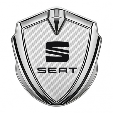Seat Metal Emblem Self Adhesive Silver White Carbon Classic Logo