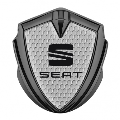 Seat 3D Car Metal Domed Emblem Graphite Grey Honeycomb Clean Logo
