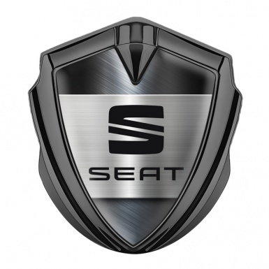 Seat 3D Car Metal Domed Emblem Graphite Forged Steel Effect Edition