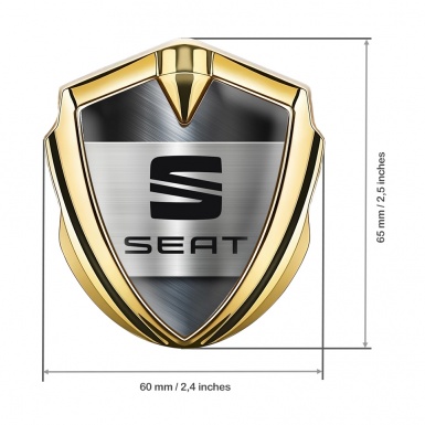 Seat 3D Car Metal Domed Emblem Gold Forged Steel Effect Edition