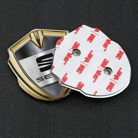 Seat 3D Car Metal Domed Emblem Gold Forged Steel Effect Edition