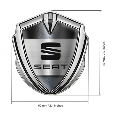 Seat 3D Car Metal Domed Emblem Silver Forged Steel Effect Edition
