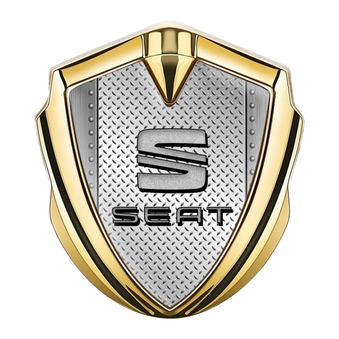 Seat Bodyside Badge Self Adhesive Gold Metal Plating Sandy Motif