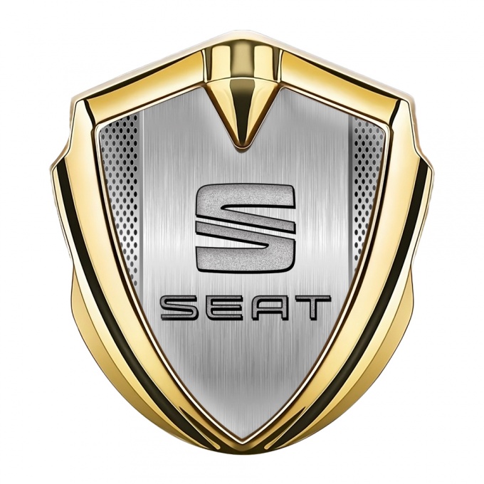 Seat Tuning Emblem Self Adhesive Gold Light Grate Brushed Alloy