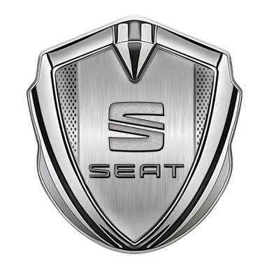 Seat Tuning Emblem Self Adhesive Silver Light Grate Brushed Alloy