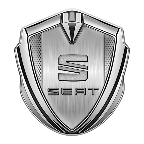 Seat Tuning Emblem Self Adhesive Silver Light Grate Brushed Alloy
