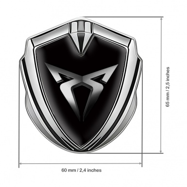 Seat Cupra Fender Metal Domed Emblem Silver Black Base Metallic Logo