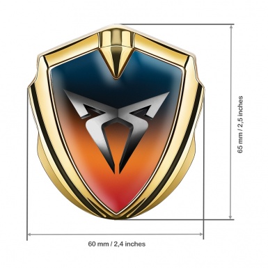 Seat Cupra Trunk Emblem Badge Gold Color Gradient Steel Logo Motif