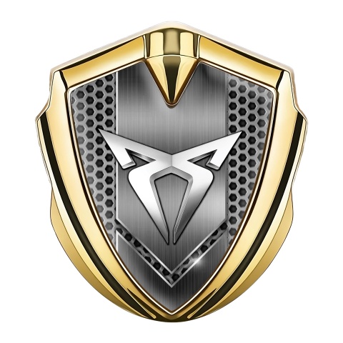 Seat Cupra 3D Car Metal Domed Emblem Gold Hexagon Light Logo Motif