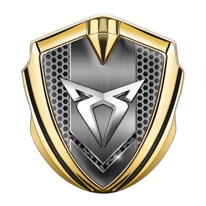 Seat Cupra 3D Car Metal Domed Emblem Gold Hexagon Light Logo Motif