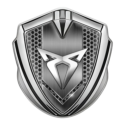 Seat Cupra 3D Car Metal Domed Emblem Silver Hexagon Light Logo Motif