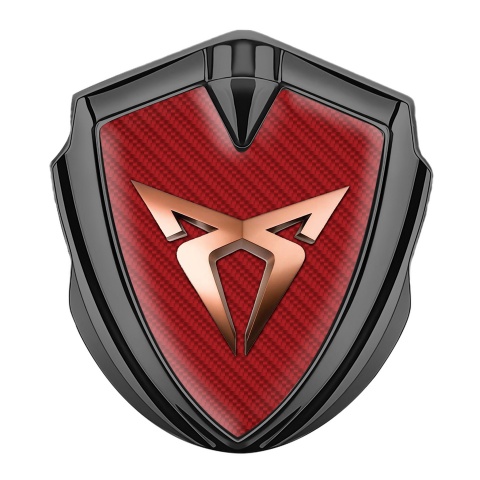 Seat Cupra Fender Emblem Badge Graphite Red Carbon Fiber Copper Motif