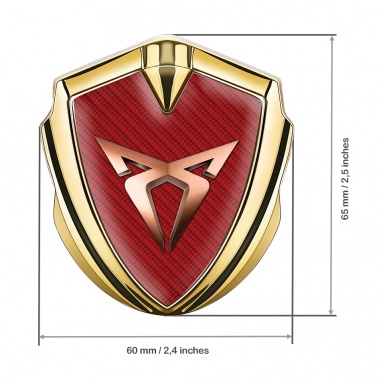 Seat Cupra Fender Emblem Badge Gold Red Carbon Fiber Copper Motif