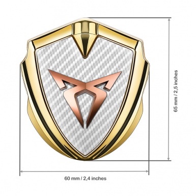 Seat Cupra Trunk Emblem Badge Gold White Carbon Effect Copper Logo