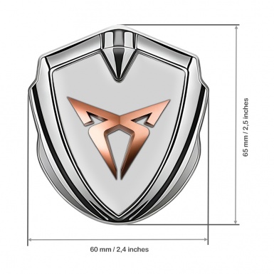 Seat Cupra Bodyside Badge Self Adhesive Silver Grey Base Copper Motif