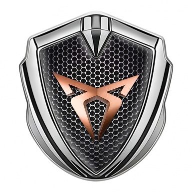 Seat Cupra 3D Car Metal Domed Emblem Silver Grate Motif Bronze Logo