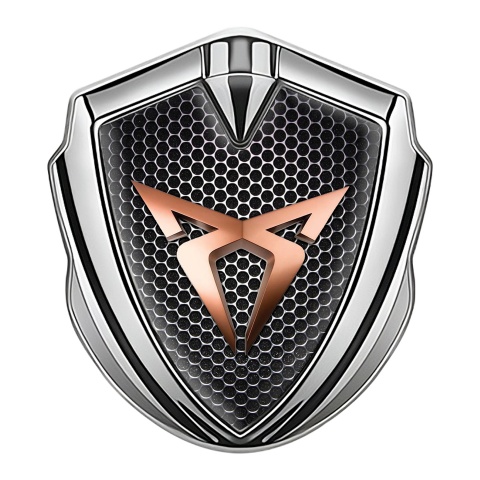 Seat Cupra 3D Car Metal Domed Emblem Silver Grate Motif Bronze Logo