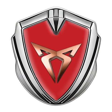 Seat Cupra Bodyside Badge Self Adhesive Silver Red Base Bronze Effect
