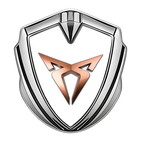 Seat Cupra Tuning Emblem Self Adhesive Silver White Base Copper Tint