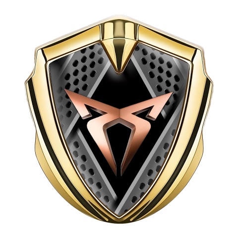 Seat Cupra Trunk Emblem Badge Gold Bladed Mesh Base Copper Motif