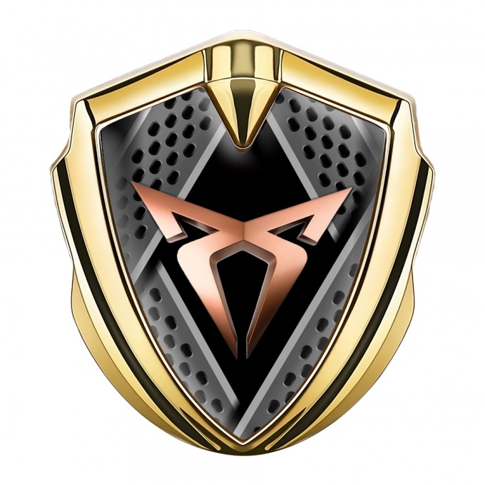 Seat Cupra Trunk Emblem Badge Gold Bladed Mesh Base Copper Motif
