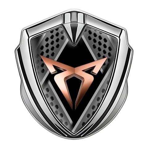 Seat Cupra Trunk Emblem Badge Silver Bladed Mesh Base Copper Motif