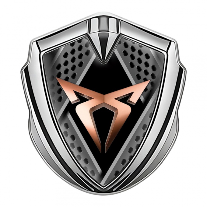 Seat Cupra Trunk Emblem Badge Silver Bladed Mesh Base Copper Motif