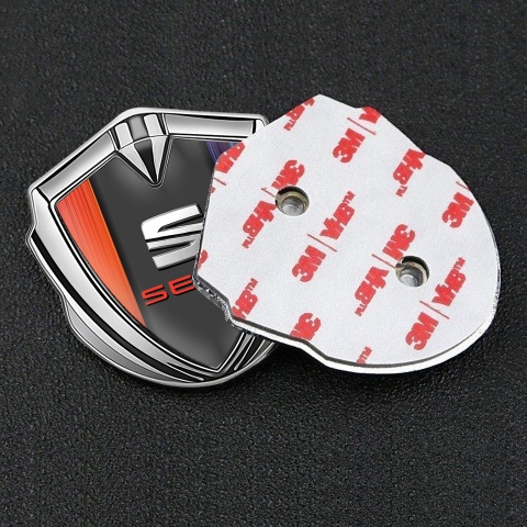 Seat Bodyside Domed Badge Silver Color Gradient Center Beveled Logo
