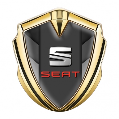 Seat Bodyside Badge Self Adhesive Gold Greyscale Plates Red Logo