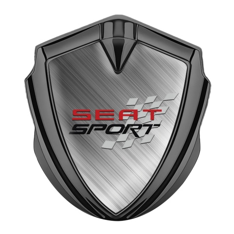 Seat Sport Metal Emblem Self Adhesive Graphite Brushed Aluminum Motif