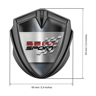 Seat Sport 3D Car Metal Domed Emblem Graphite Steel Mesh Racing Flag
