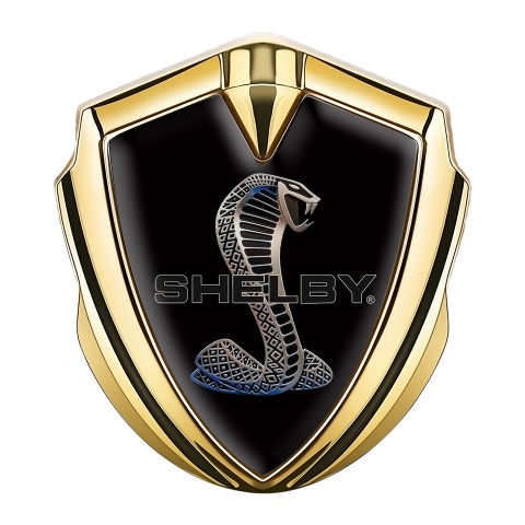 Ford Shelby Metal Emblem Self Adhesive Gold Black Bluish Cobra