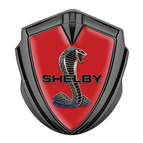 Ford Shelby 3D Car Metal Domed Emblem Graphite Red Base Metallic Cobra