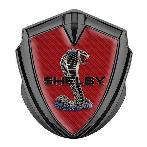 Ford Shelby Trunk Metal Emblem Badge Graphite Red Carbon Steel Cobra