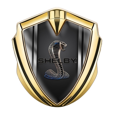 Ford Shelby Trunk Metal Emblem Badge Gold Metallic Bounds Cobra Motif