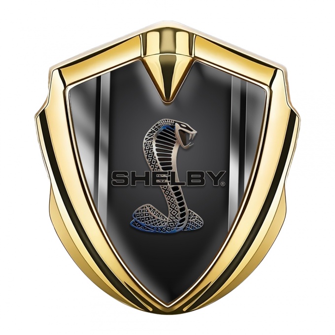 Ford Shelby Trunk Metal Emblem Badge Gold Metallic Bounds Cobra Motif