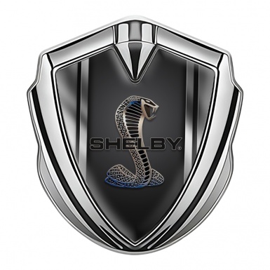 Ford Shelby Trunk Metal Emblem Badge Silver Metallic Bounds Cobra Motif