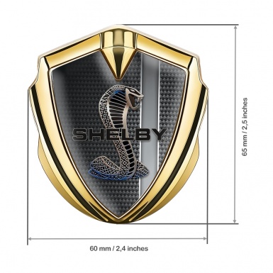 Ford Shelby 3D Car Metal Domed Badge Gold Dark Carbon Sport Stripe