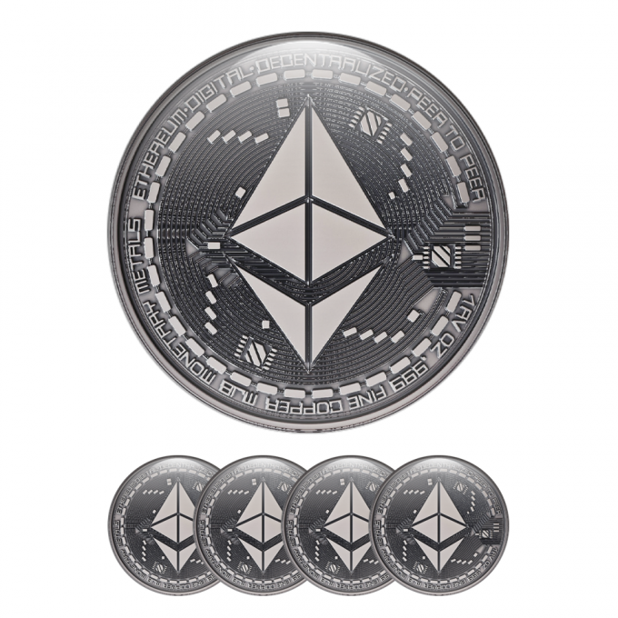 Ethereum ETH Digital Decetralized Domed Stickers Metal