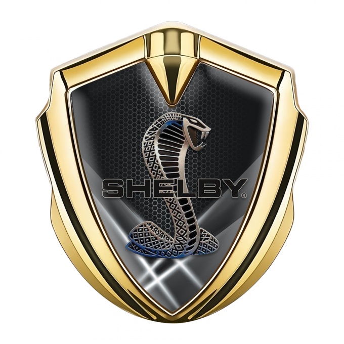 Ford Shelby Metal Emblem Self Adhesive Gold Hex Light Beams Edition