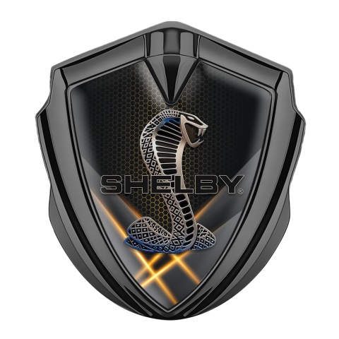 Ford Shelby 3D Car Metal Domed Emblem Graphite Hex Orange Glow Edition