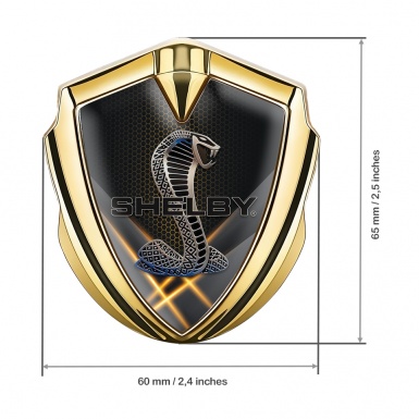 Ford Shelby 3D Car Metal Domed Emblem Gold Hex Orange Glow Edition