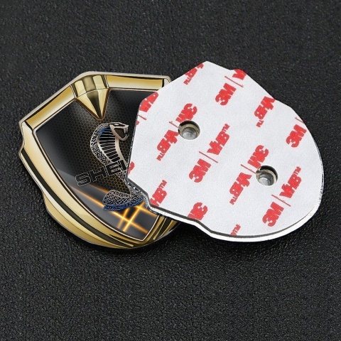 Ford Shelby 3D Car Metal Domed Emblem Gold Hex Orange Glow Edition